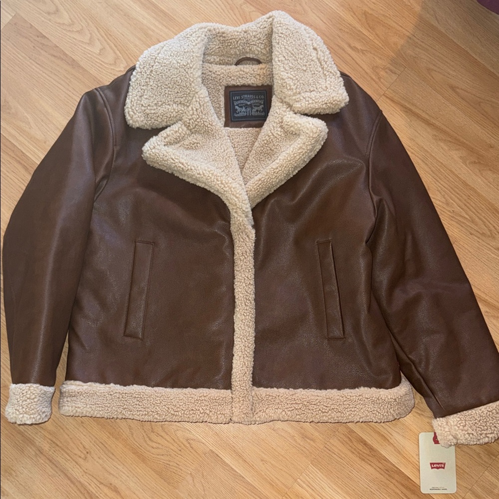 NWT Levi's Brown Sherpa Lined Jacket Size XL